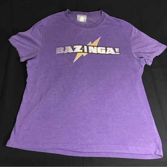 Bazinga Big Bang Theory Purple TShirt Large - Picture 2 of 5